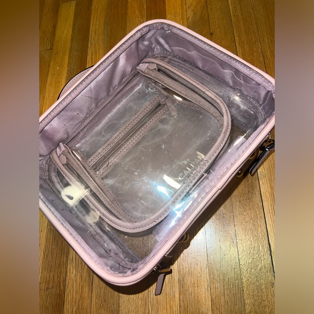 Calpak Clear Travel Cosmetic Bag with Blush Trim - Picture 2 of 10